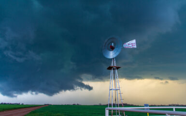 American West Windmill and a wall cloud in Northern Oklahoma