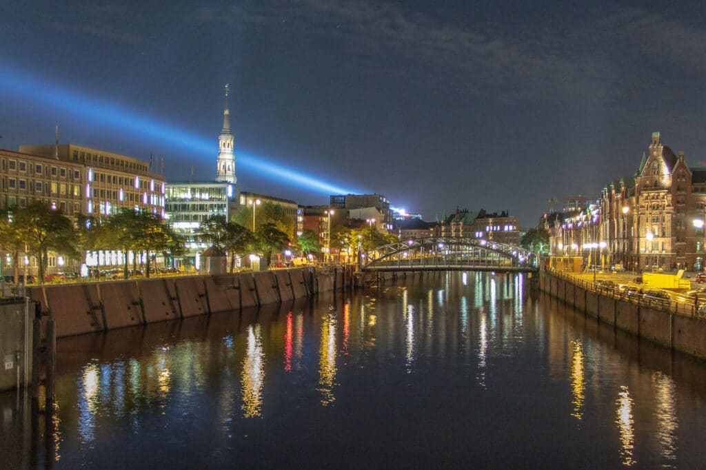 A scene from Hamburg, Germany on a nice September evening