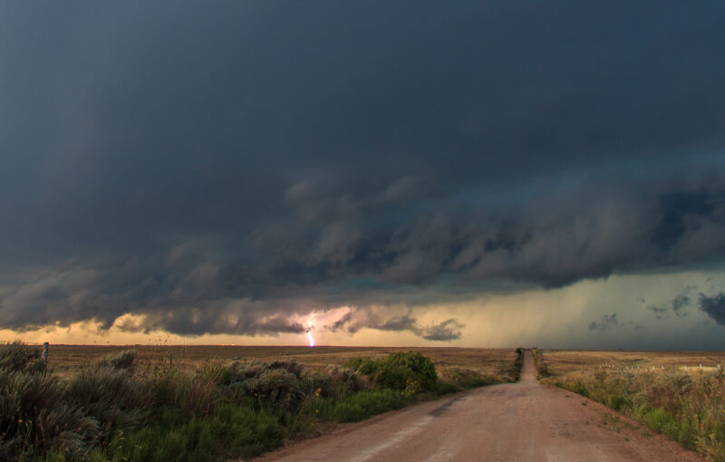 Lightning on a back road in Texas