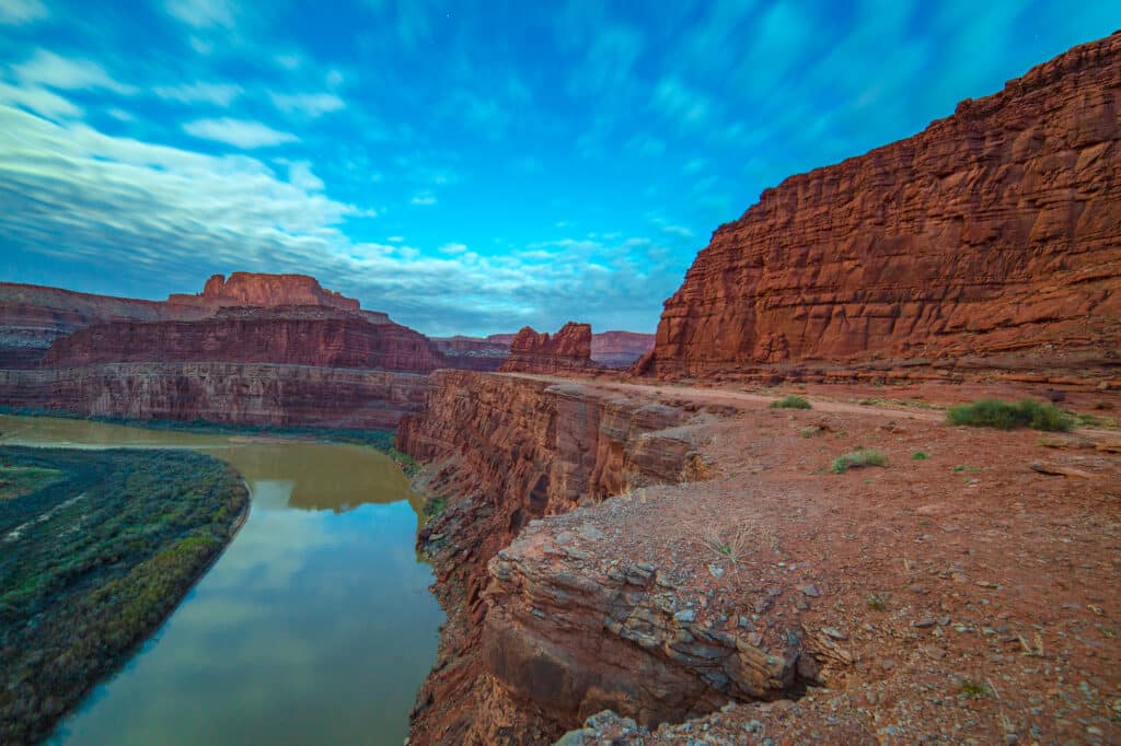 On potash road in Canyonlands National Park at sunrise