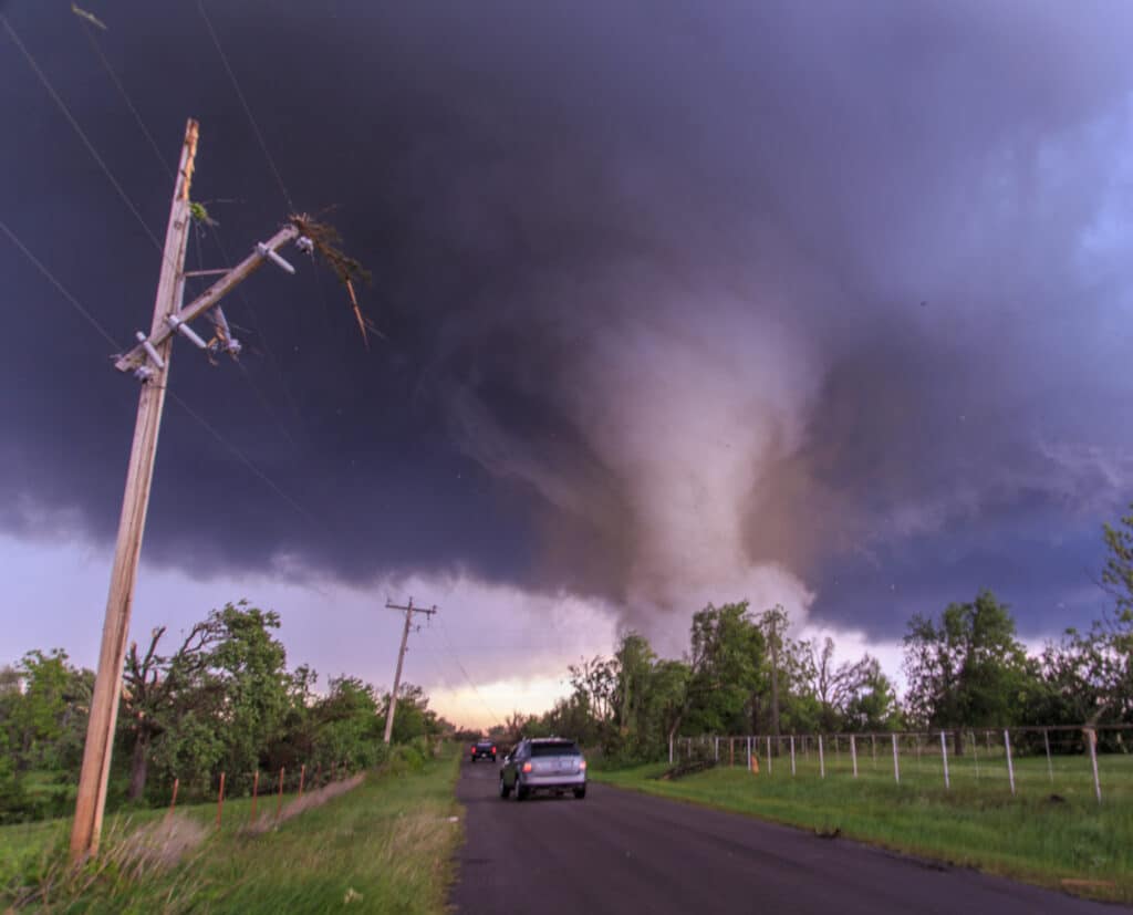 Wynnewood tornado continues off to the east, leaving a trail of destruction behind it