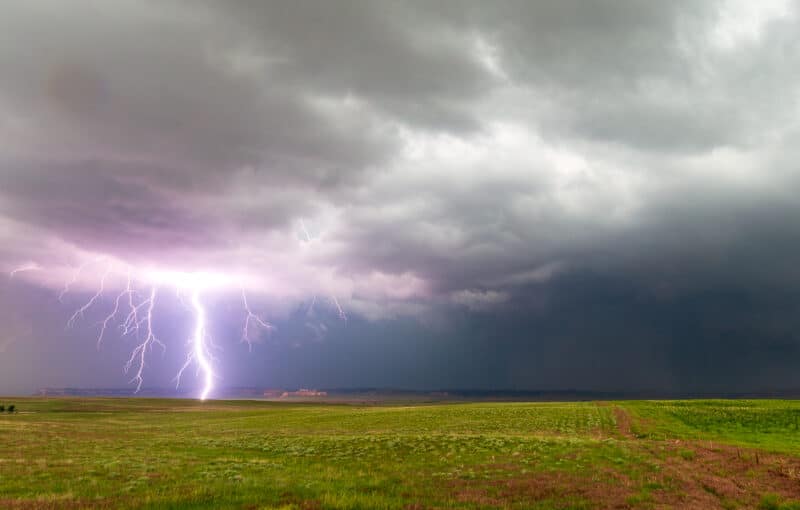 Close lightning strike near Scottsbluff, Nebraska on June 12, 2017