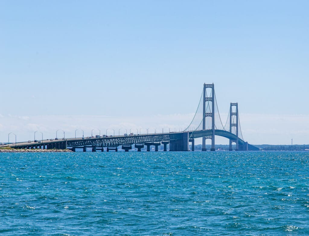 The Mackinac Bridge connects Michigan's Lower and Upper Peninsula