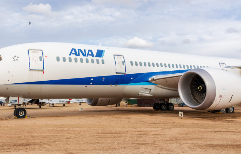 N787EX ANA Boeing 787 Dreamliner with some A-10s flying in the background