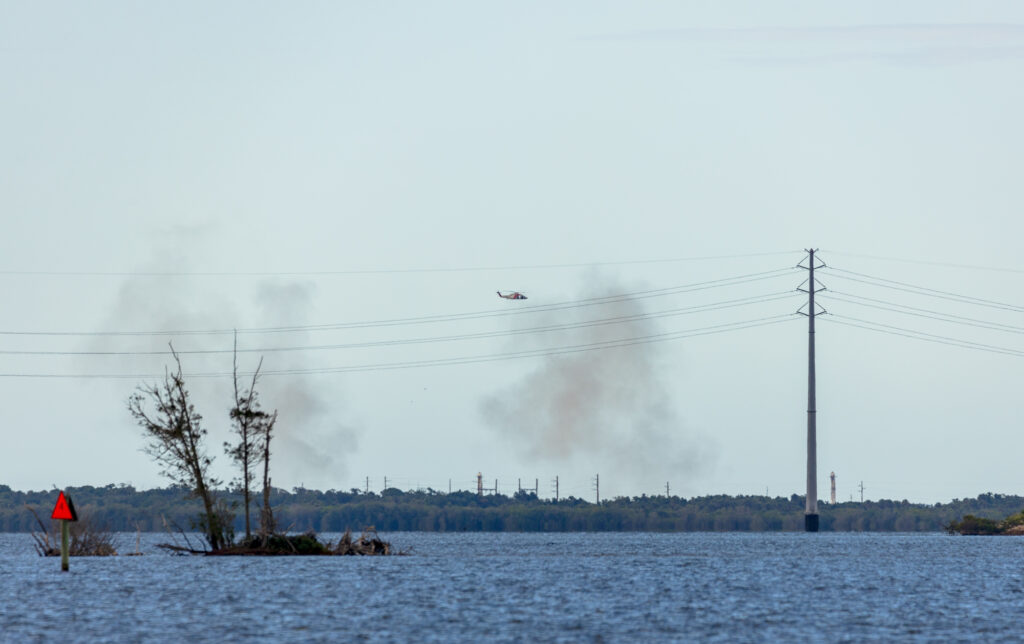 Helicopter over Landing Site