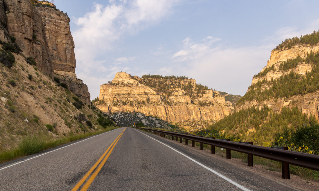 Driving into Tensleep Canyon